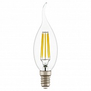 Лампа светодиодная филаментная Lightstar LED Filament Е14 6W 4000K свеча на ветру прозрачная 933604