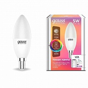 Лампа светодиодная диммируемая Gauss E14 5W 2700-6500K RGBW матовая 1190112