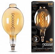 Лампа светодиодная филаментная Gauss E27 8W 2400K золотая 152802008