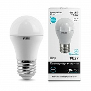 Лампа cветодиодная Gauss E27 6W 4100K шар матовый 53226